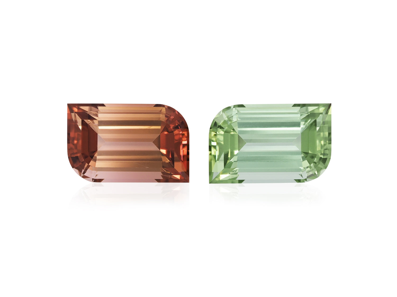 PEACH & GREEN TOURMALINE 12.20 CT / 2